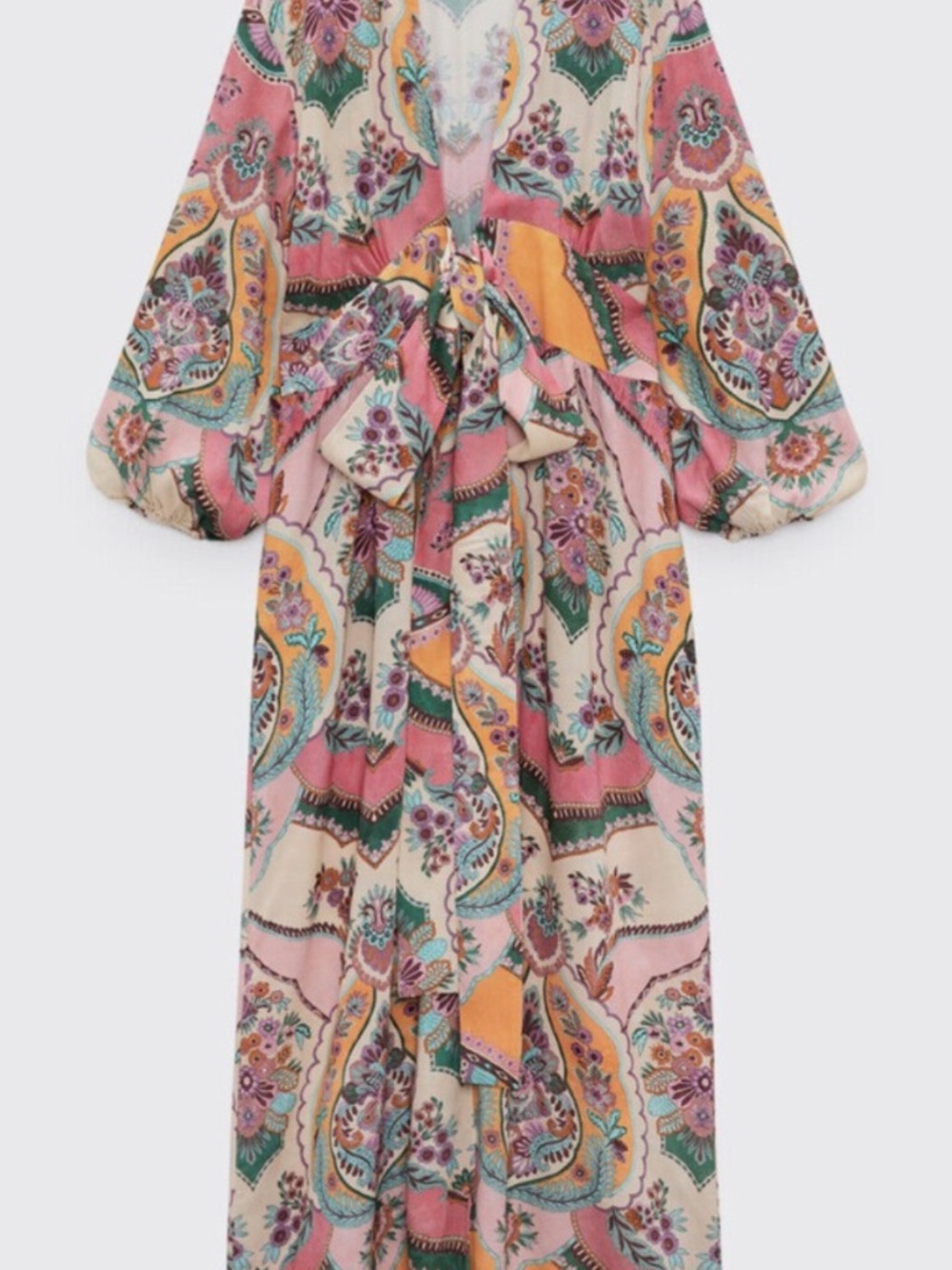 ZARA NWT WOMAN PRINTED MAXI WRAP DRESS PINK size XL - Picture 5 of 14